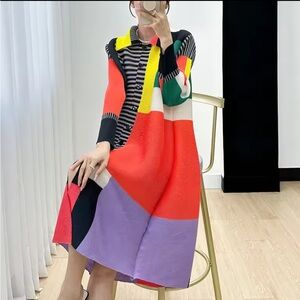 Colorful Patchwork Knit Dress